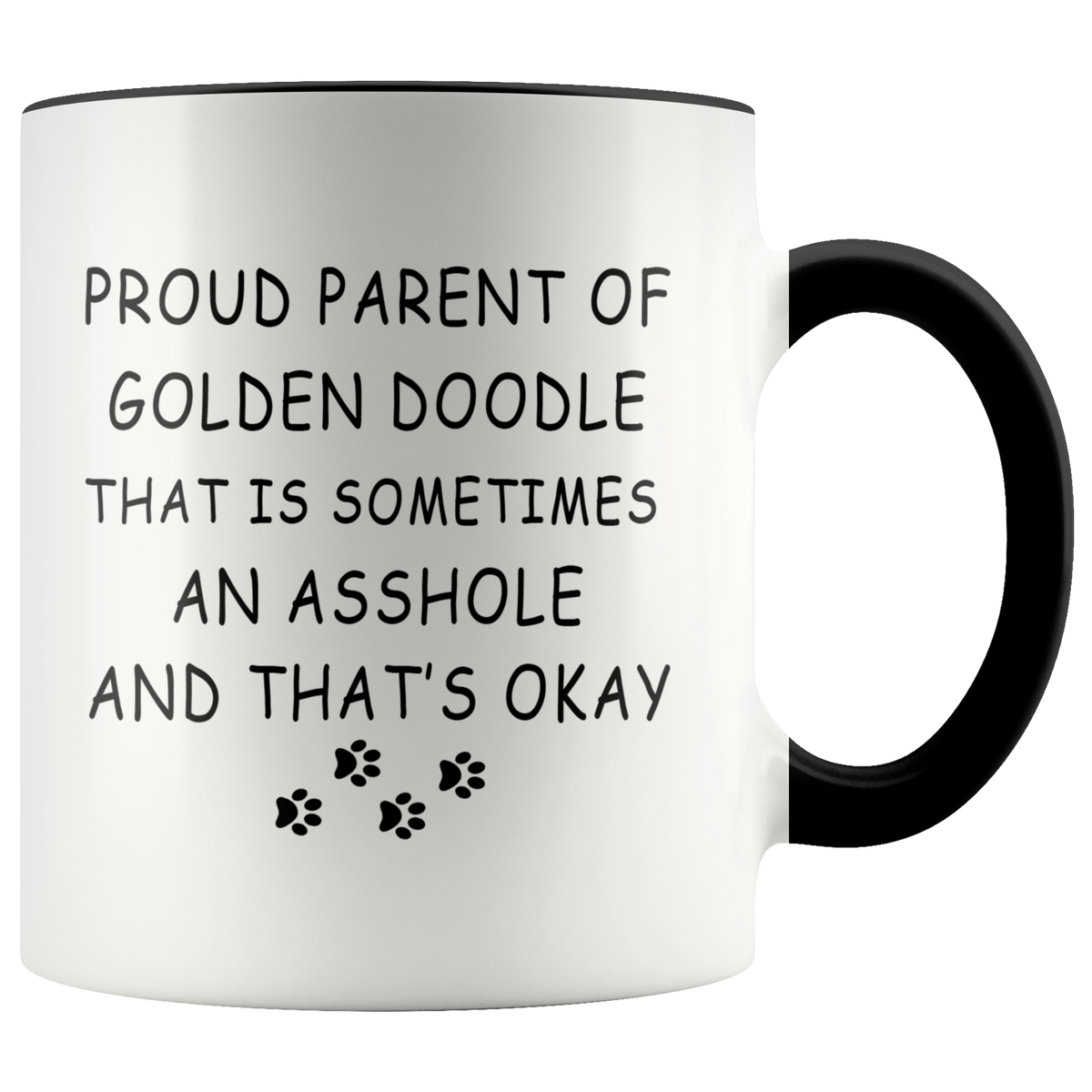 Funny Golden Doodle Gift - Proud Parent Of Golden Doodle Accent Coffee Mug 11oz (black)