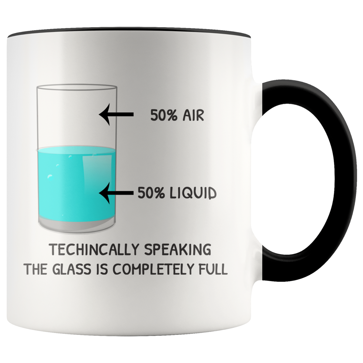 Funny Science Sarcasm Mug Gift - The Glass Is Completely Full Accent Coffee Mug 11oz (black)