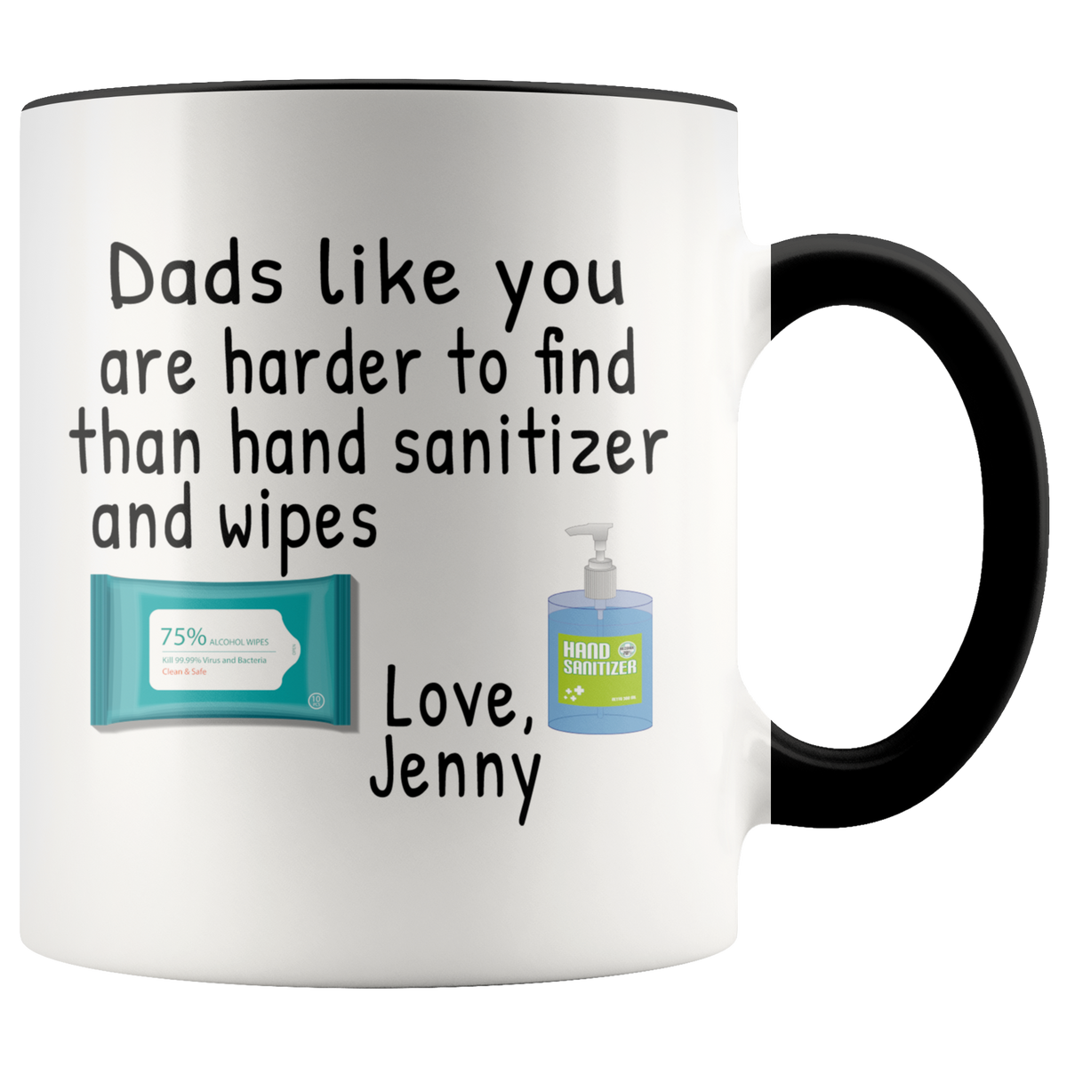 Funny Personalized Dad Mug From Son Daughter - Dads Like You Are Harder To Find Accent Coffee Mug 11oz (black)