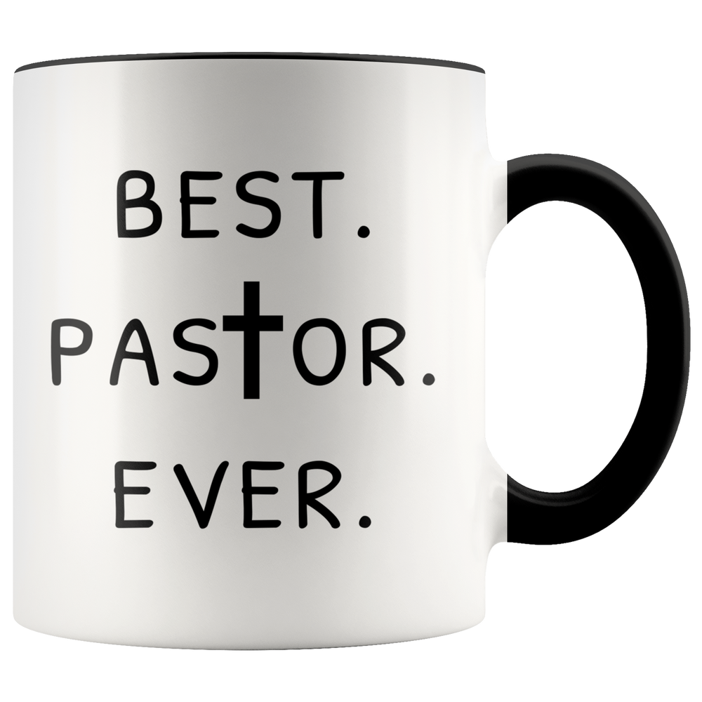 Pastor Appreciation Gift Mug - Best Pastor Ever Accent Coffee Mug 11oz (black)