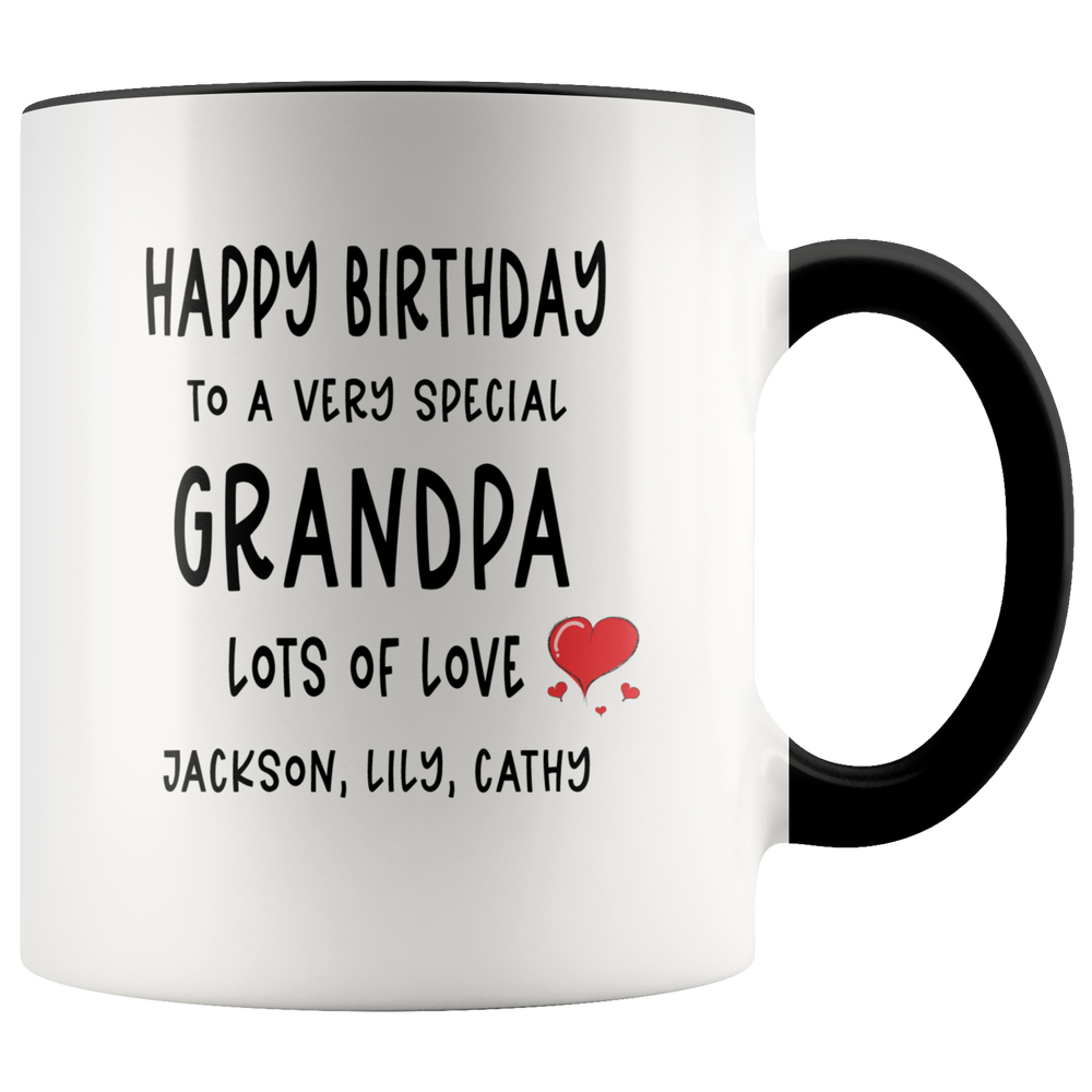 Personalized Birthday Gift For Grandpa- Happy Birthday To A Very Special Grandpa Accent Coffee Mug 11oz (black)