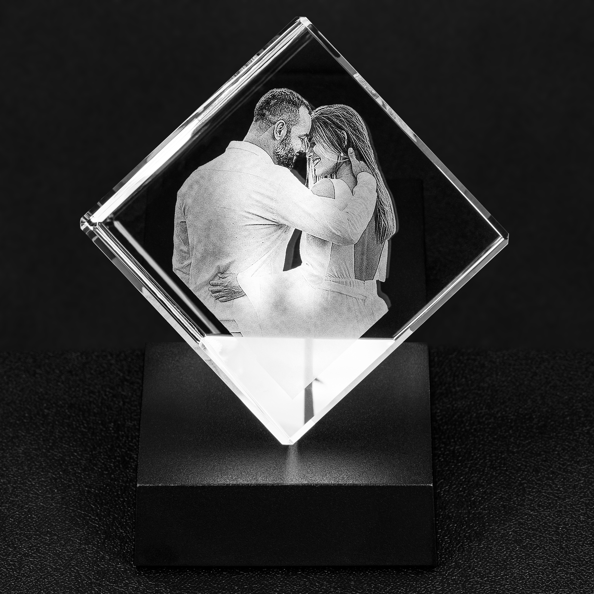 Personalized Laser Etched Photo Crystal Cut Corner Cube