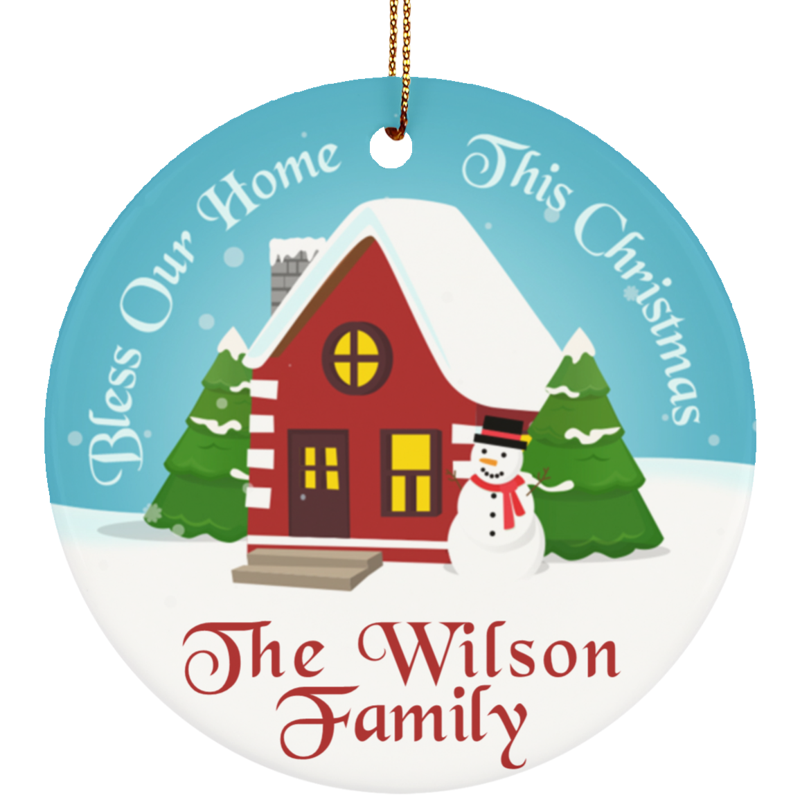 Personalized Bless Our Home This Christmas Ceramic Circle Ornament