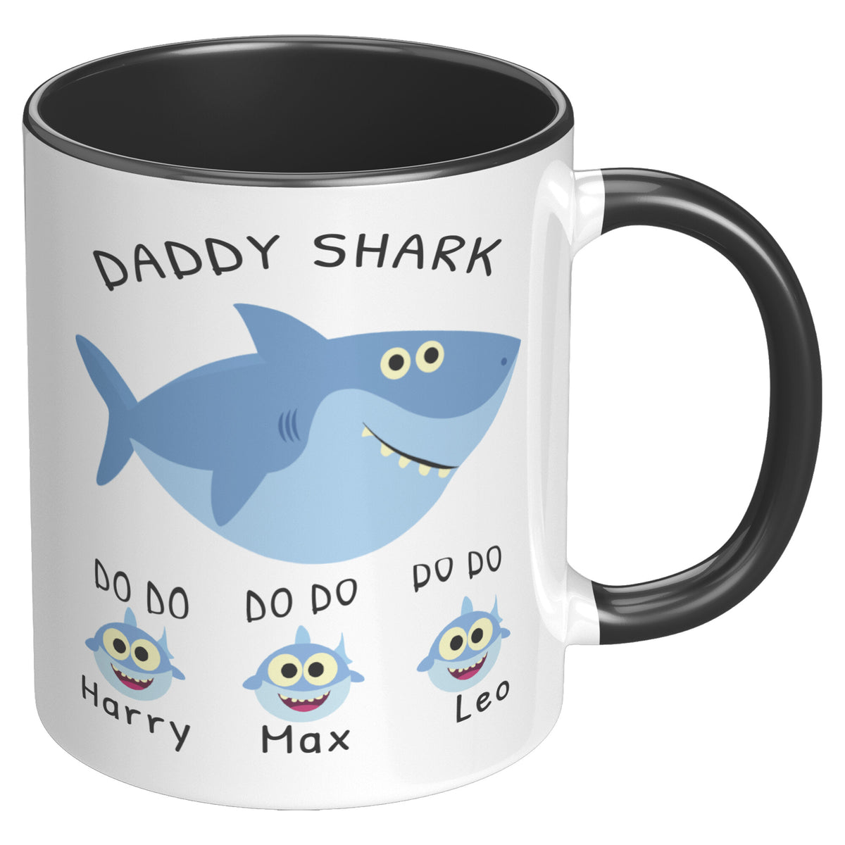 Personalized New Dad Mug - Daddy Shark Accent Coffee Mug 11oz
