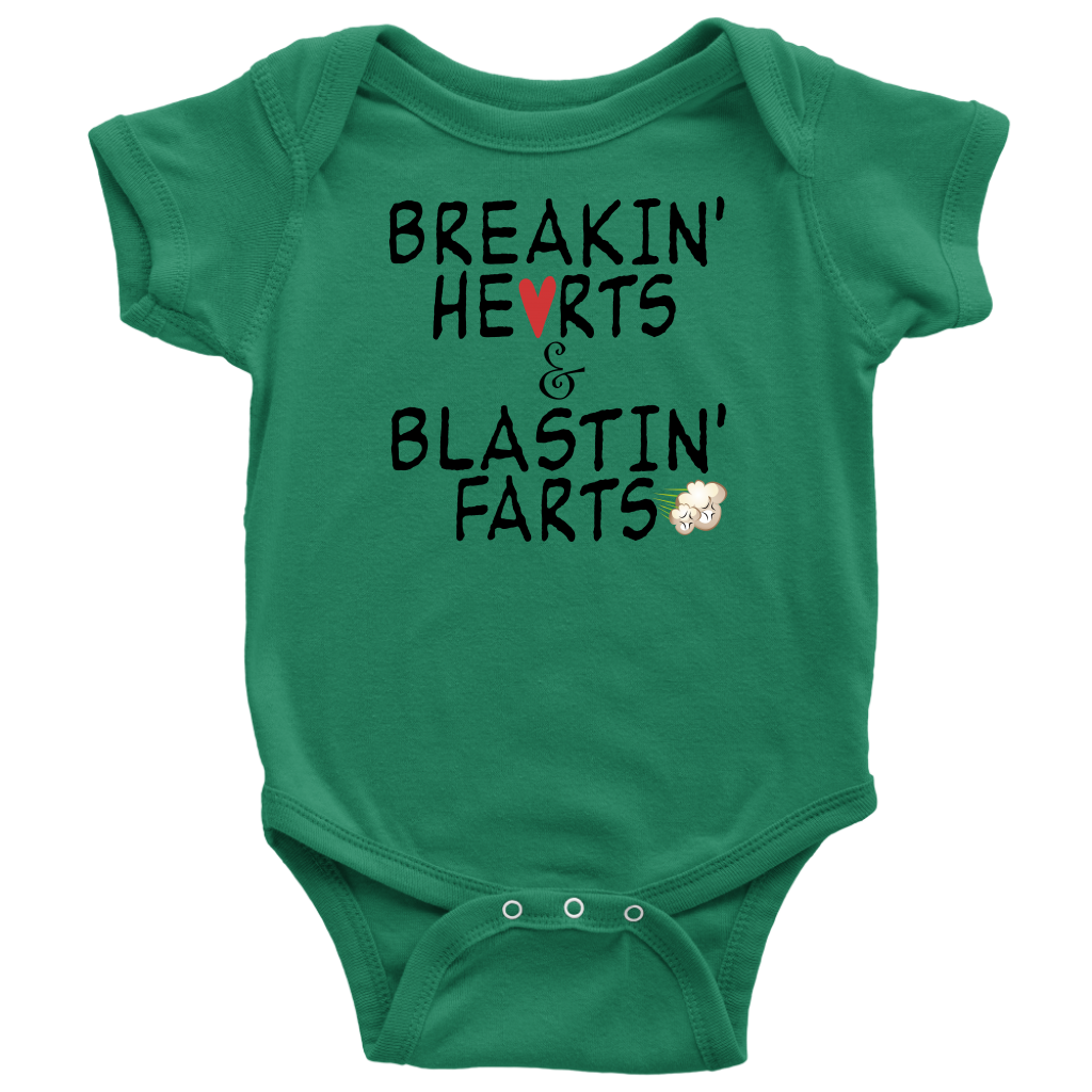 Funny Cute Bodysuit For Baby Boy - Breakin Hearts & Blastin Farts
