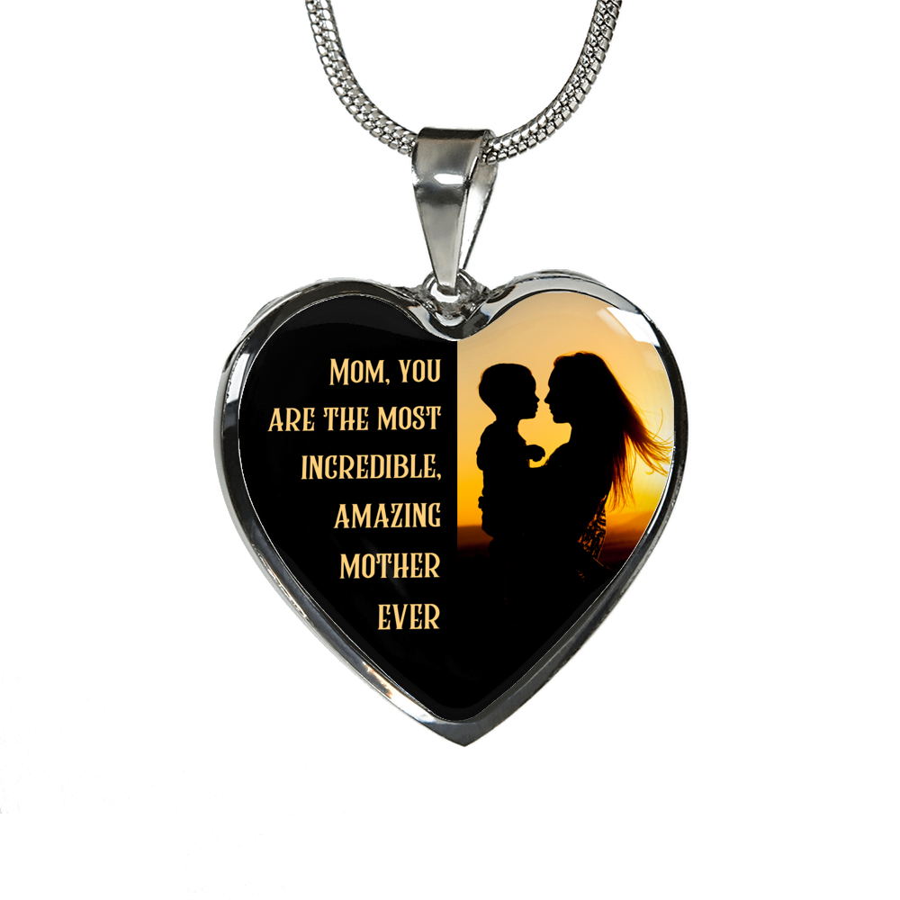 gift for mom on mothers day birhtday christmas stainless steel/real gold 18k finish necklace jewelry with personalized engraving option with quote mom you are the most amazing mom ever