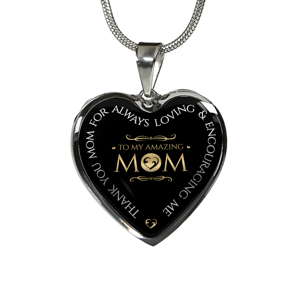 gift for mom on mothers day birhtday christmas stainless steel/real gold 18k finish necklace jewelry with personalized engraving option with quote thank you for always loving encouraging me