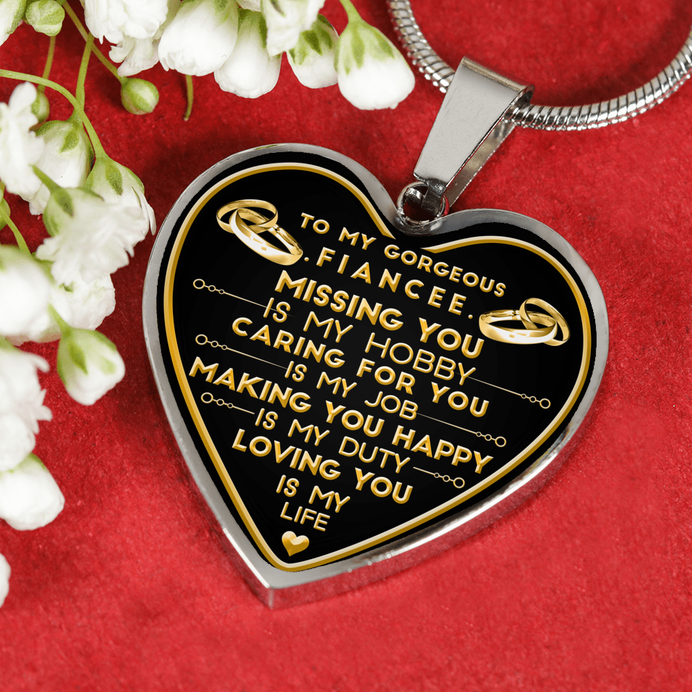 Anniversary Valentines Gift For Fiancee Missing You Is My Hobby Luxury Stainless Steel Heart Necklace Bangle