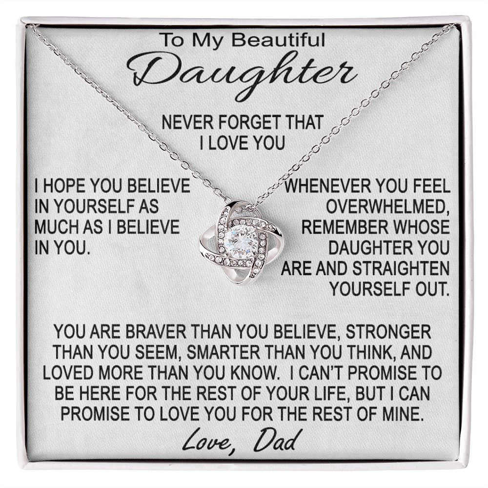 To My Daughter Necklace From Dad - Never Forget That I Love You Love Knot Necklace