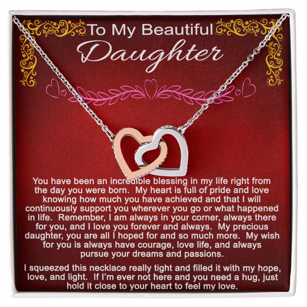 To My Daughter Necklace Gift From Mom Dad - You Have Been An Incredible Blessing Interlocking Heart Necklace