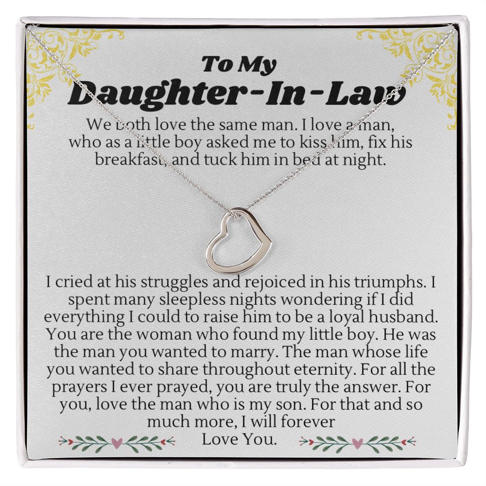 Daughter in Law Necklace Gift - I Will Forever Love You Delicate Heart Necklace