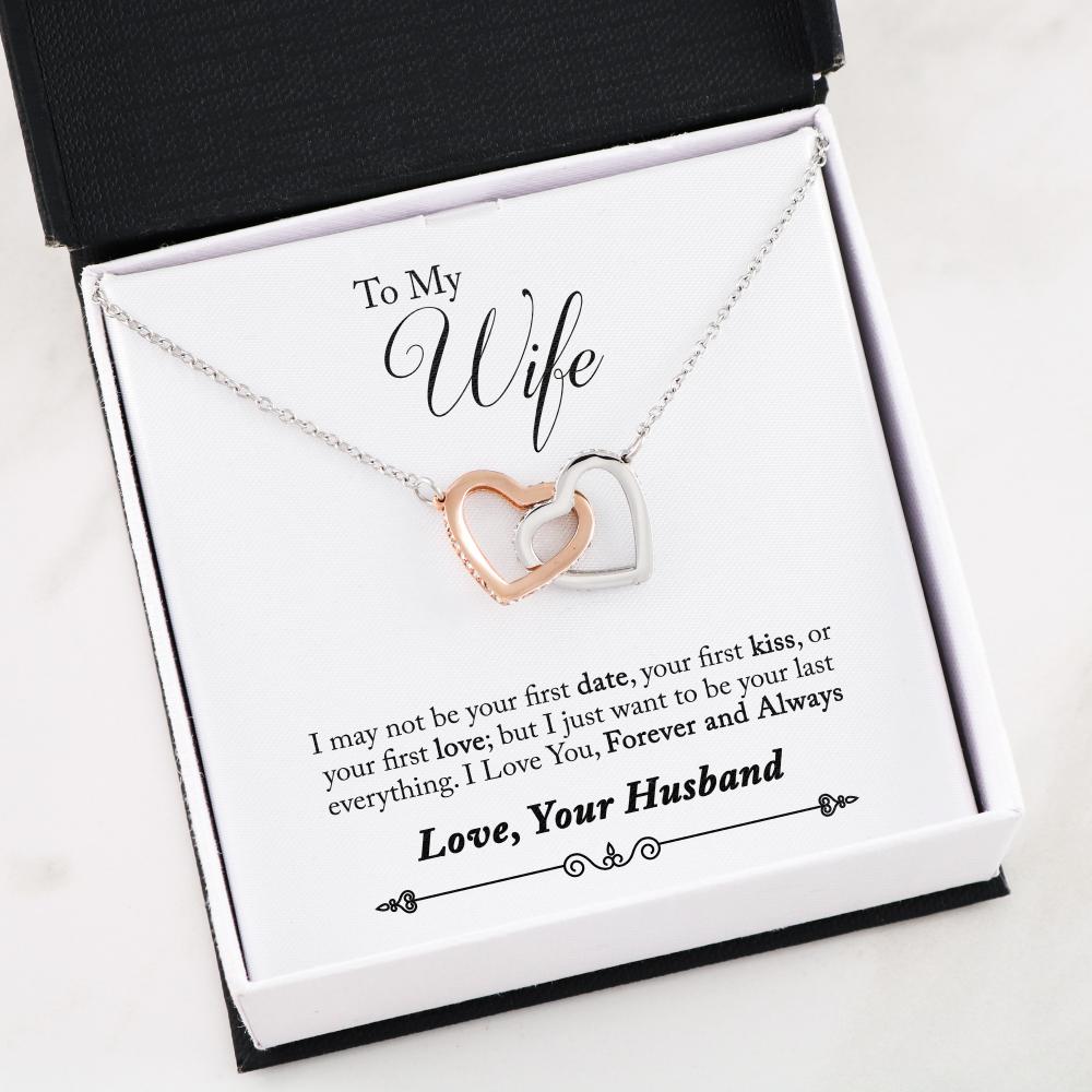 Gift For Wife Luxury Interlocking Heart Necklace With Your Last Everything Message Card
