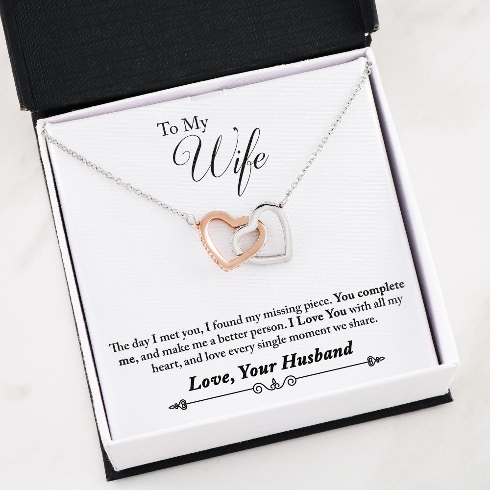 Gift For Wife Luxury Interlocking Heart Necklace With You Complete Me Message Card