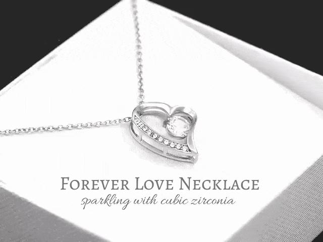 Gift For Wife Girlfriend Mom Grandma Daughter - Luxury Forever Love Heart 14k 18k Gold Finish Necklace With Cubic Zirconia (white gold)