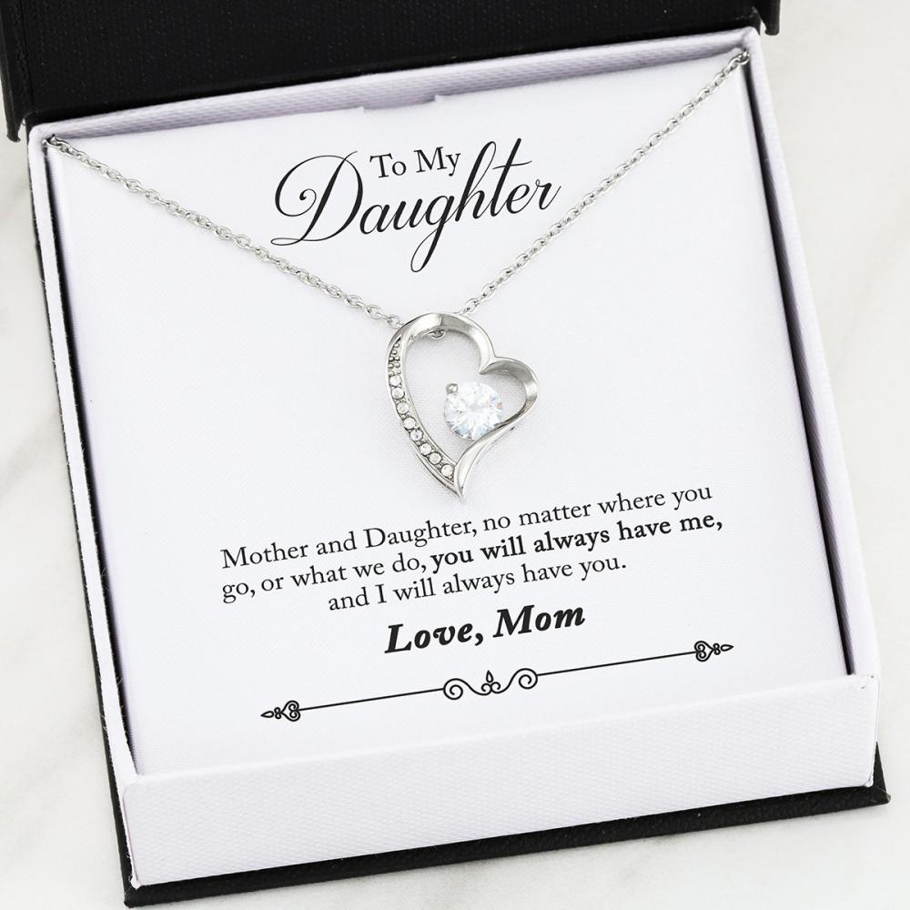 Gift For Daughter Luxury Forever Love Necklace With You Always Have Me Message Card (silver finish)