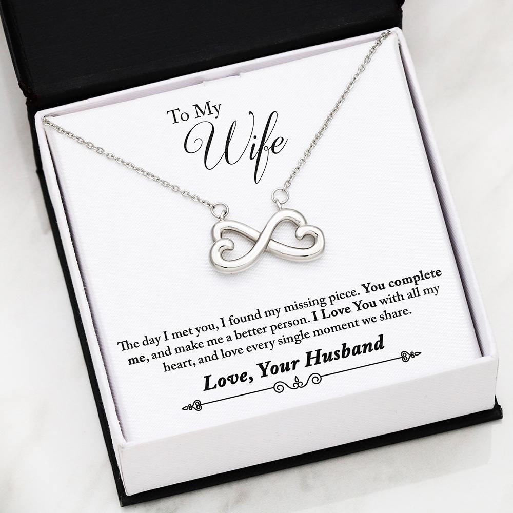 Gift For Wife - Luxury Infinity Love Necklace With You Complete Me Message Card