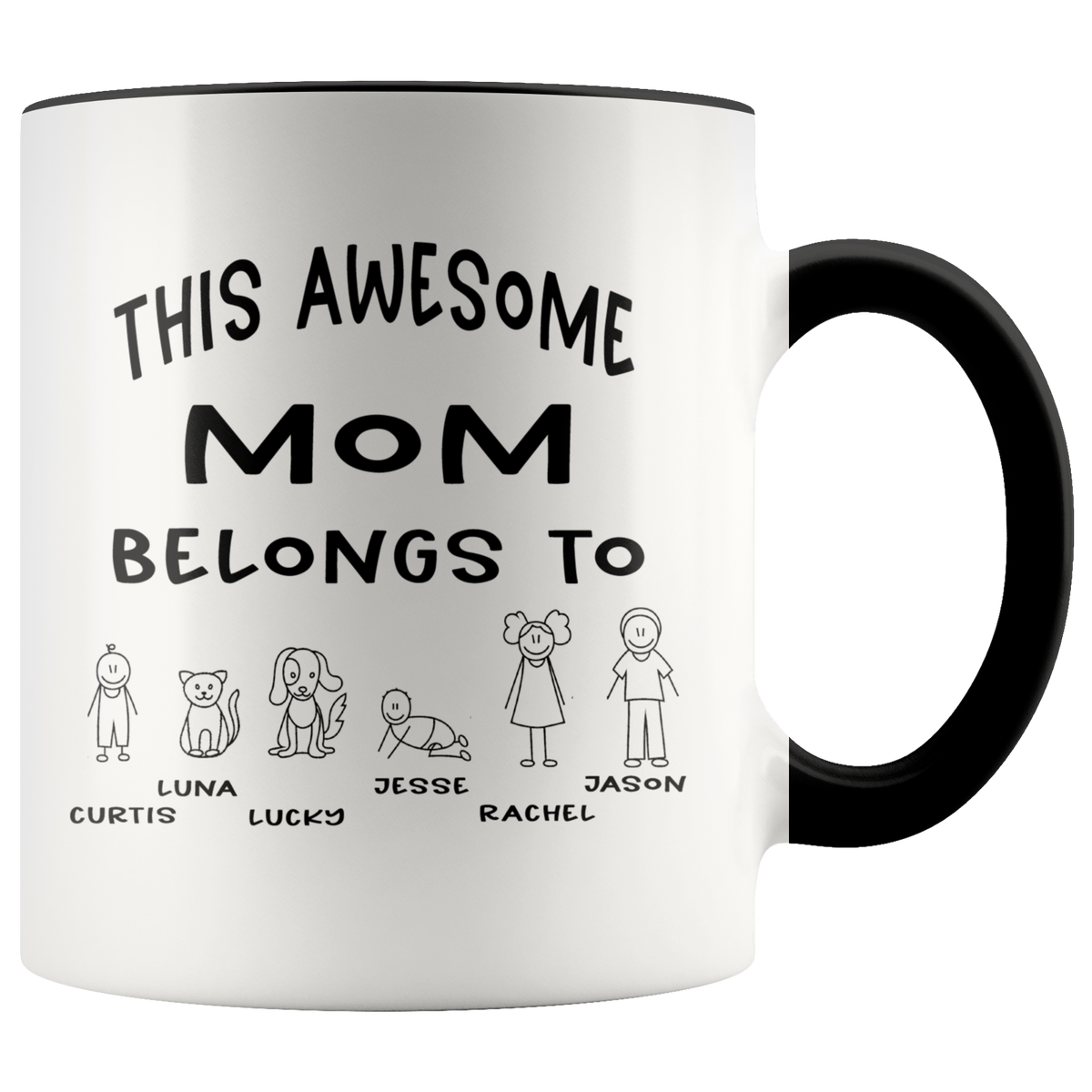 Personalized Coffee Mug Gift For Mom - This Awesome Mom Belongs To Accent Coffee Mug 11oz