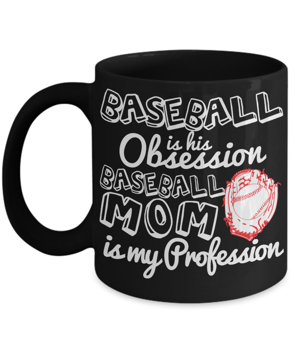 gifts for baseball mom - black ceramic coffee mug