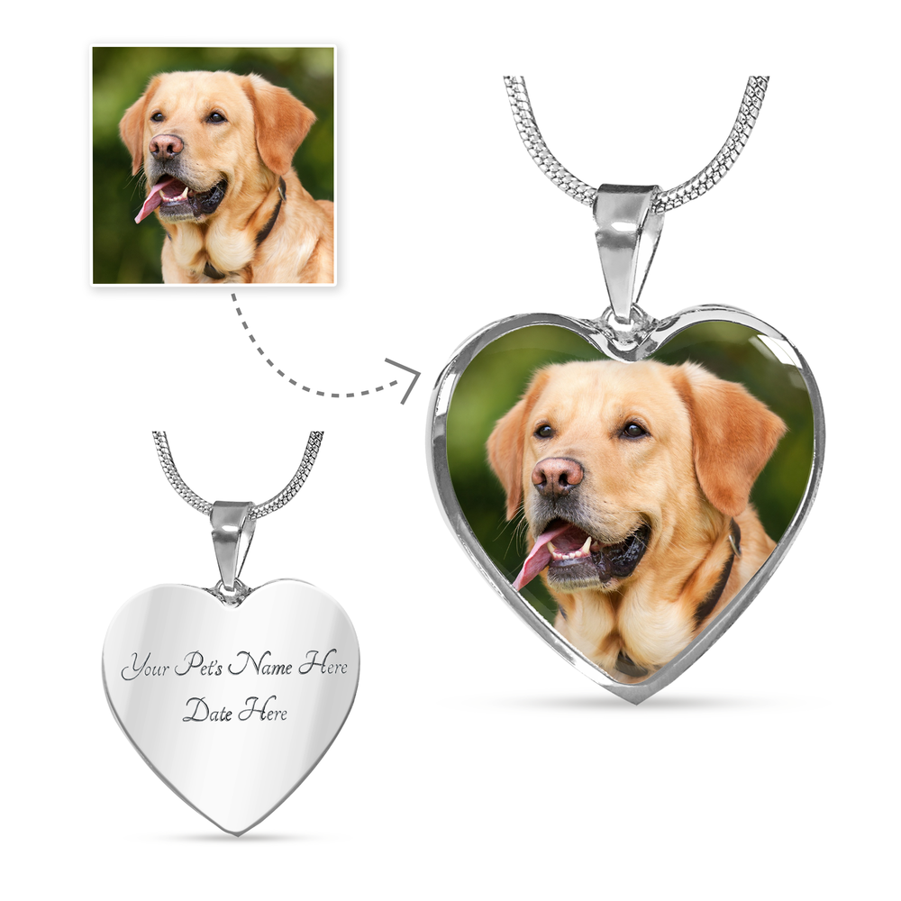 personalized photo/picture necklace - dog remembrance stainless steel necklace with engravings