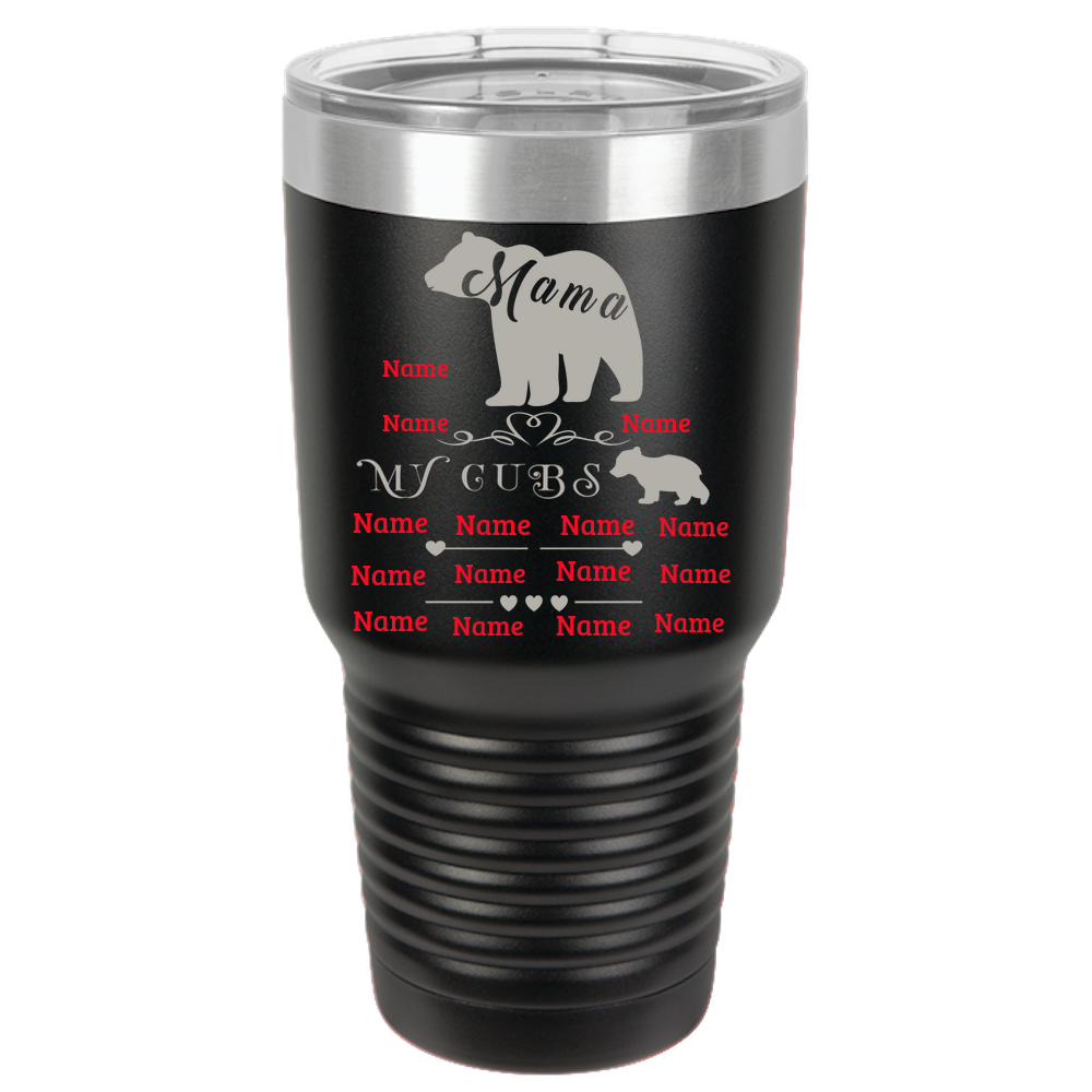 Personalized Birthday Mother's Day Gift For Mom - Mama Bear With 15 Cubs Polar Camel 30oz Ringneck Tumbler Laser Etched