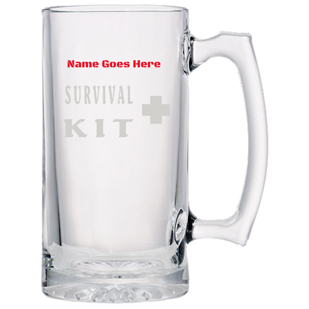 Funny Personalized Survival Kit Beer Mugs Laser Etched - Great Birthday/Christmas/Father's Day Gift For Boyfriend Husband Dad Beer Lovers