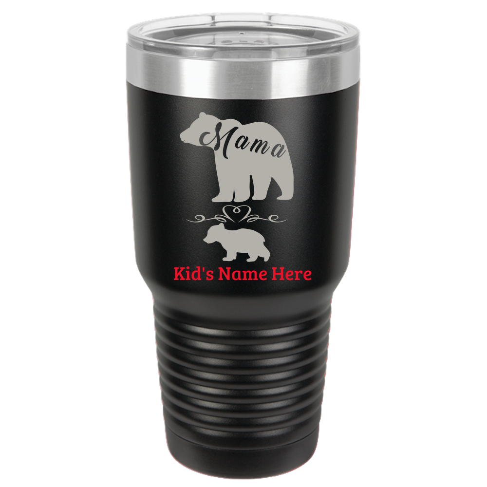 Personalized Birthday Mother's Day Gift For Mom - Mama Bear With One Cub Polar Camel 30oz Ringneck Tumbler Laser Etched