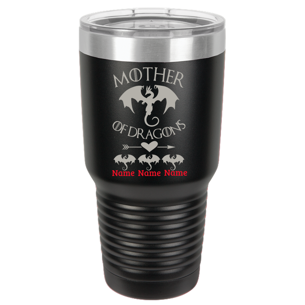Personalized Birthday Mother's Day Gift For Mom - Mother Of Dragons With Two Dragons Polar Camel 30oz Ringneck Tumbler Laser Etched