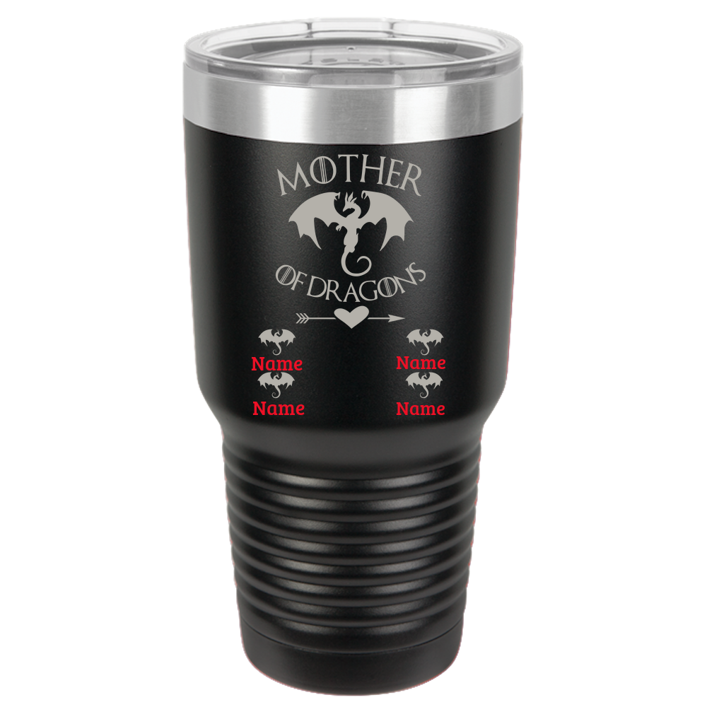 Personalized Birthday Mother's Day Gift For Mom - Mother Of Dragons With Four Dragons Polar Camel 30oz Ringneck Tumbler Laser Etched