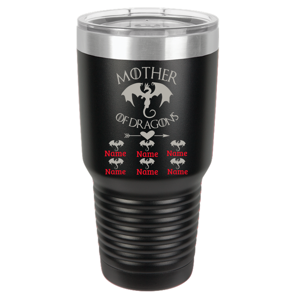 Personalized Birthday Mother's Day Gift For Mom - Mother Of Dragons With Six Dragons Polar Camel 30oz Ringneck Tumbler Laser Etched