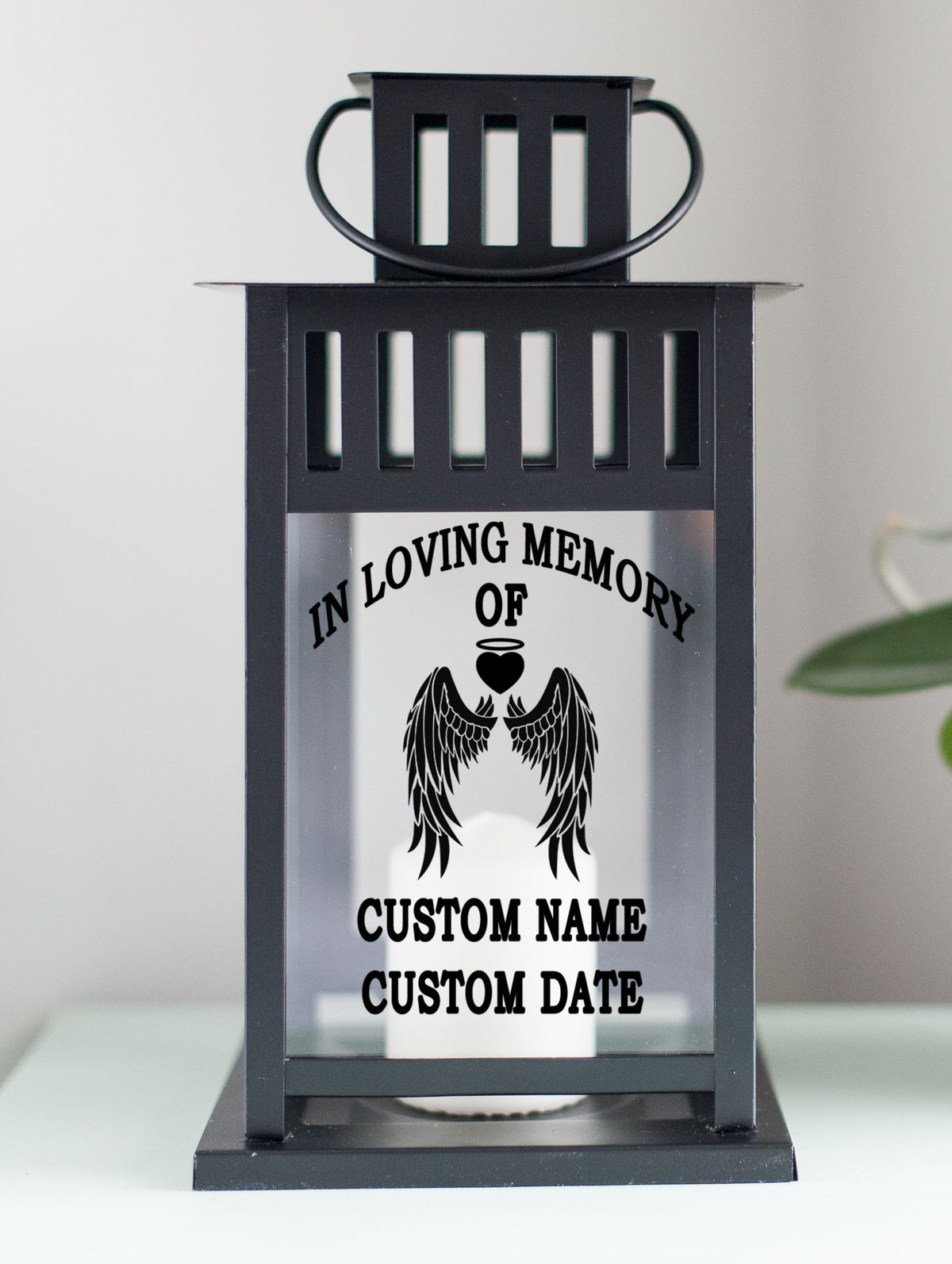 Personalized Sympathy Grief Memorial Gift - In Loving Memory Of Glass Lantern Black