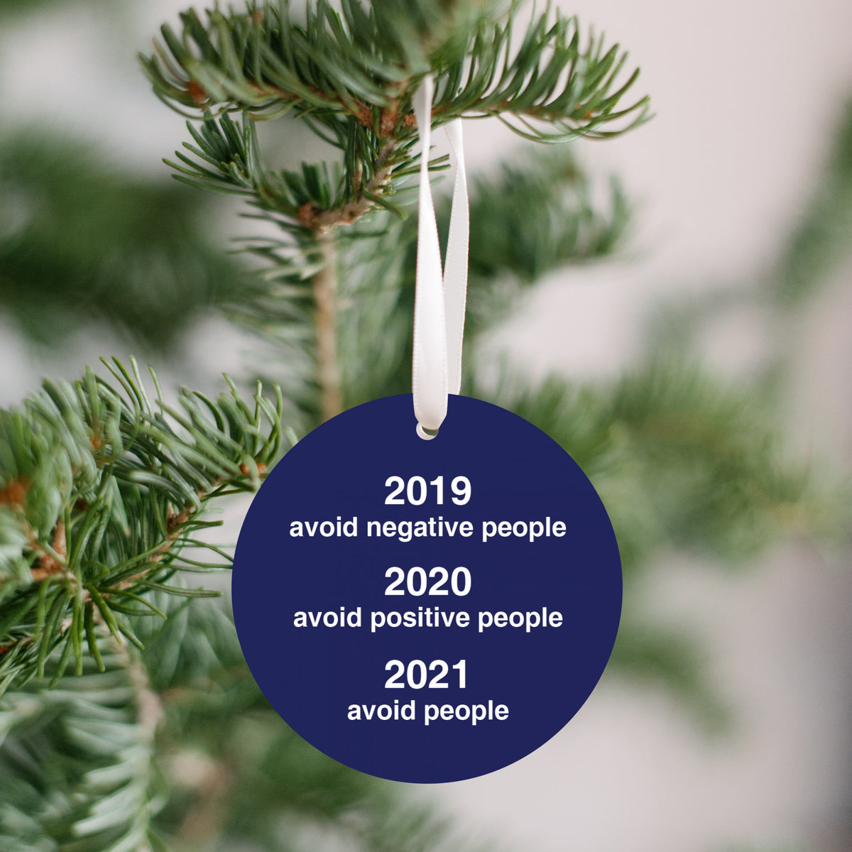 Funny 2021 Christmas Ornament, Avoid People Plastic Christmas Ornament