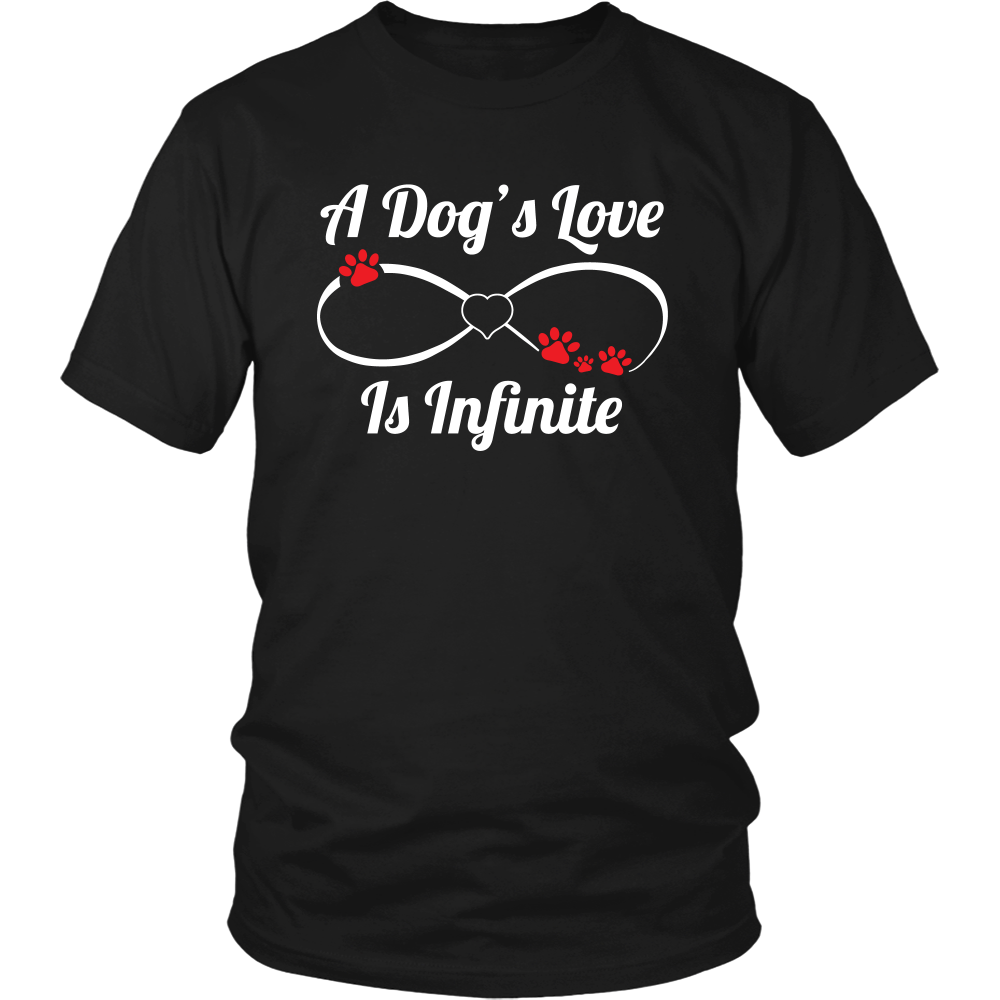 a dog's love is infinite unisex t shirt for dog lovers (black)
