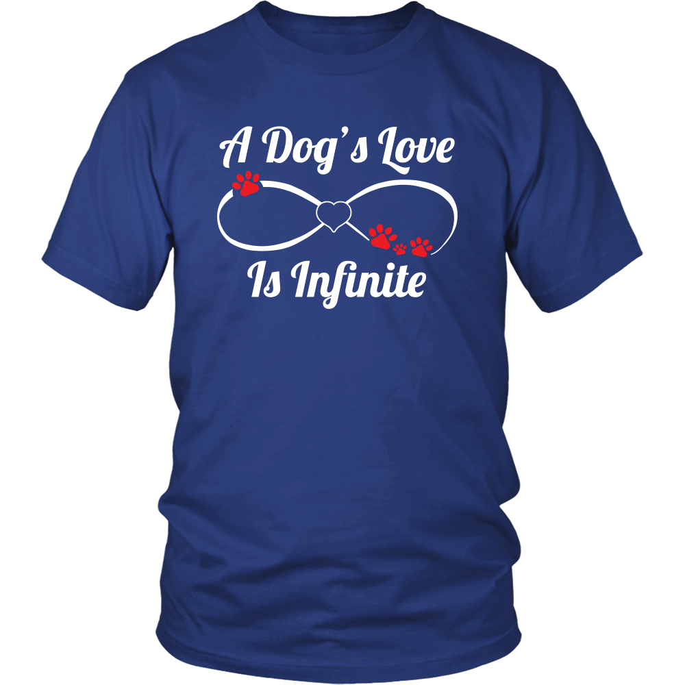 a dog's love is infinite unisex t shirt for dog lovers (blue)