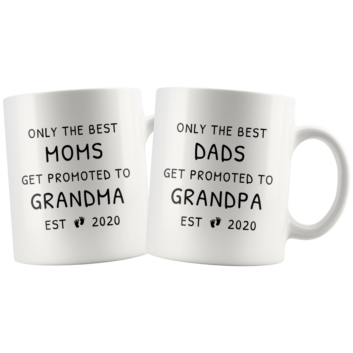 Pregnancy Reveal Birth Announcement Gift - Promoted To Grandpa Grandma Mug Set