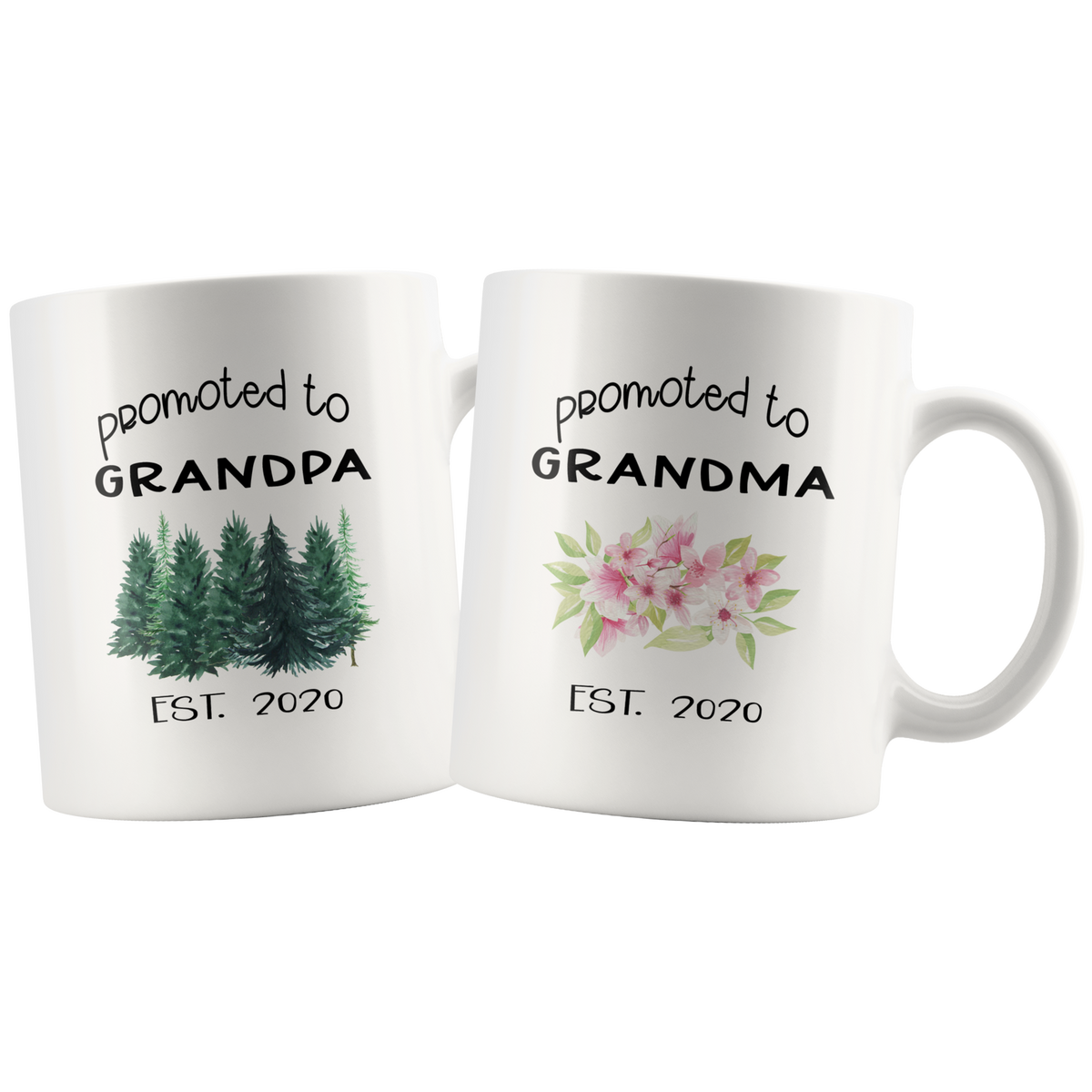 Baby Reveal Pregnancy Reveal Birth Announcement Gift - Promoted To Grandpa Grandma Mug Set