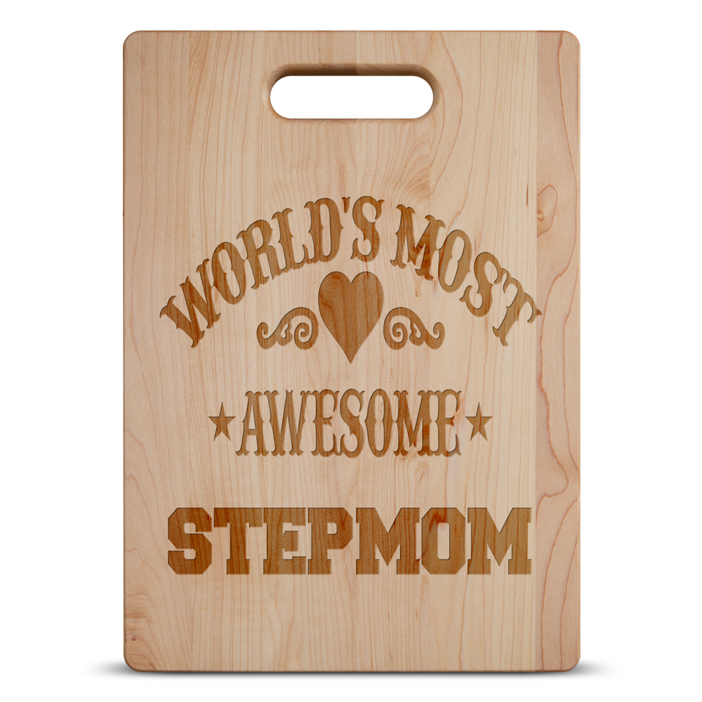 best gifts for stepmom-world's most awesome stepmom cutting board 1