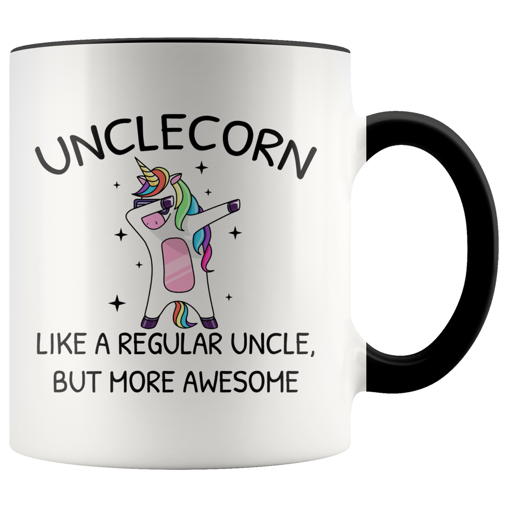 Funny Uncle Gift Uncle Mug - Unclecorn Like A Regular Uncle But More Awesome Accent Coffee Mug 11oz (black)